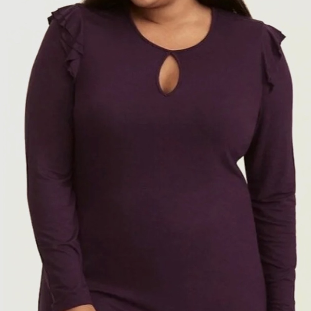 TORRID Ruffle Keyhole SuperSoft Knit Top